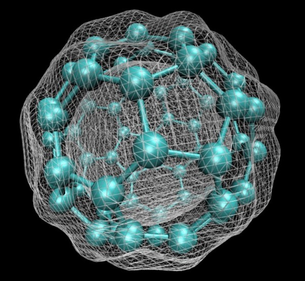 Computers can show quantum mechanical details no experiment can probe. Here modelling has been used to calculate and plot the electron density of a C60 bucky ball. Itamblyn/Wikipedia