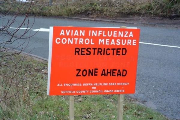 Sign warning about presence of avian flu