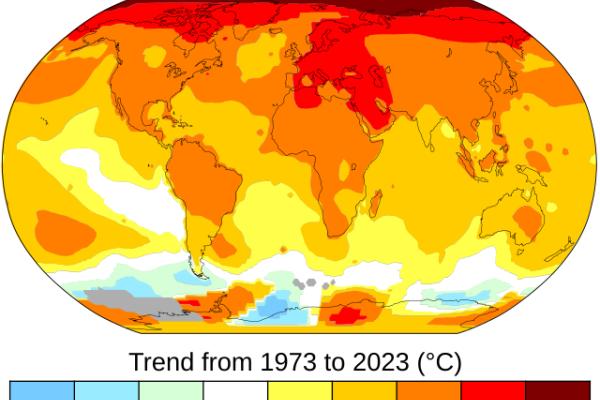 Change in avg temperature 1973-2003